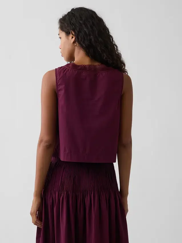 Poplin-tanktop med pintucks