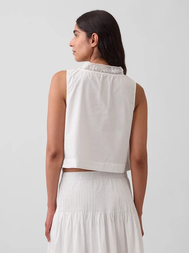 Poplin-tanktop med pintucks
