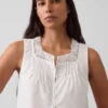 Poplin-tanktop med pintucks