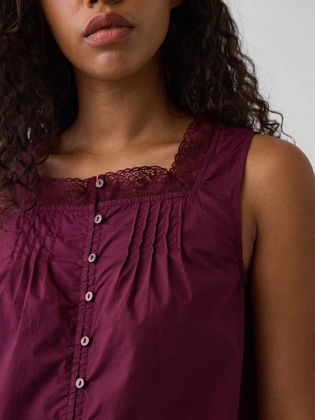 Poplin-tanktop med pintucks