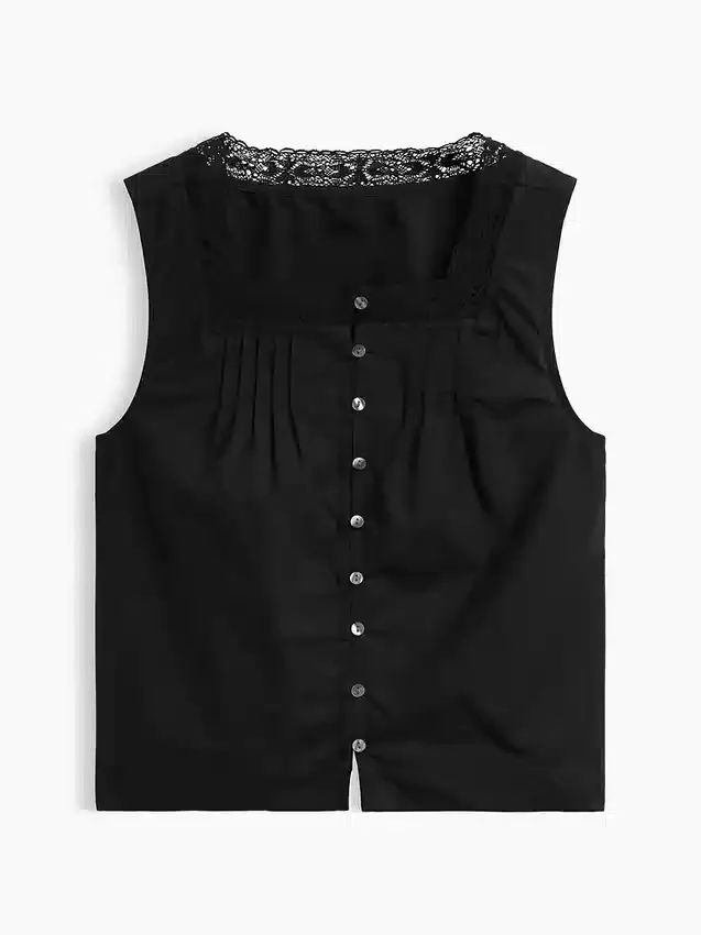 Poplin-tanktop med pintucks