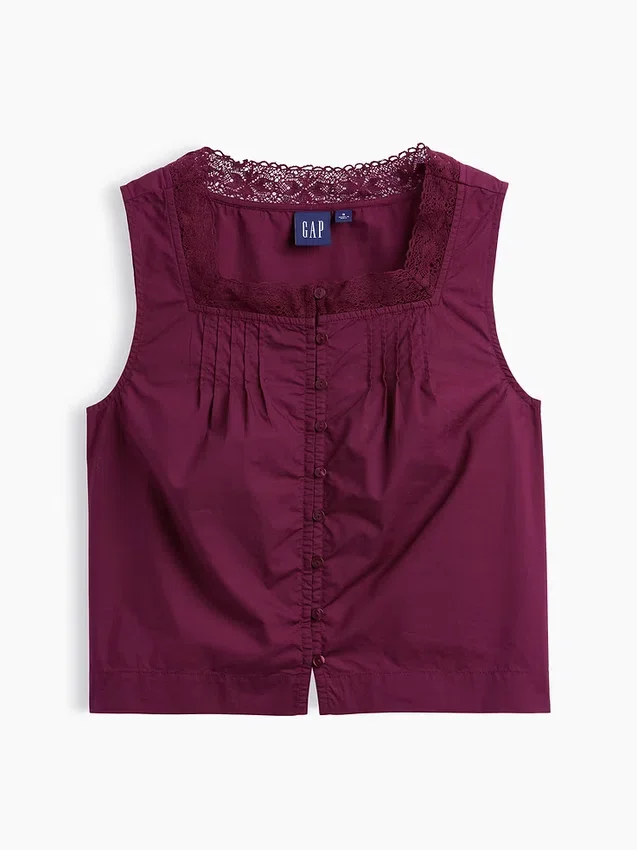 Poplin-tanktop med pintucks