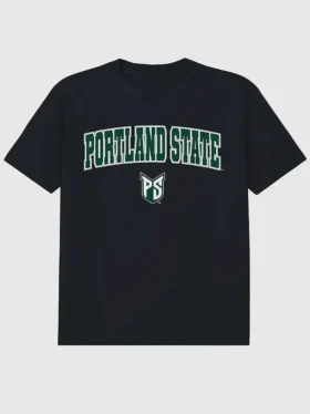 Portland State University Arch Logo, svart grafisk T-skjorte