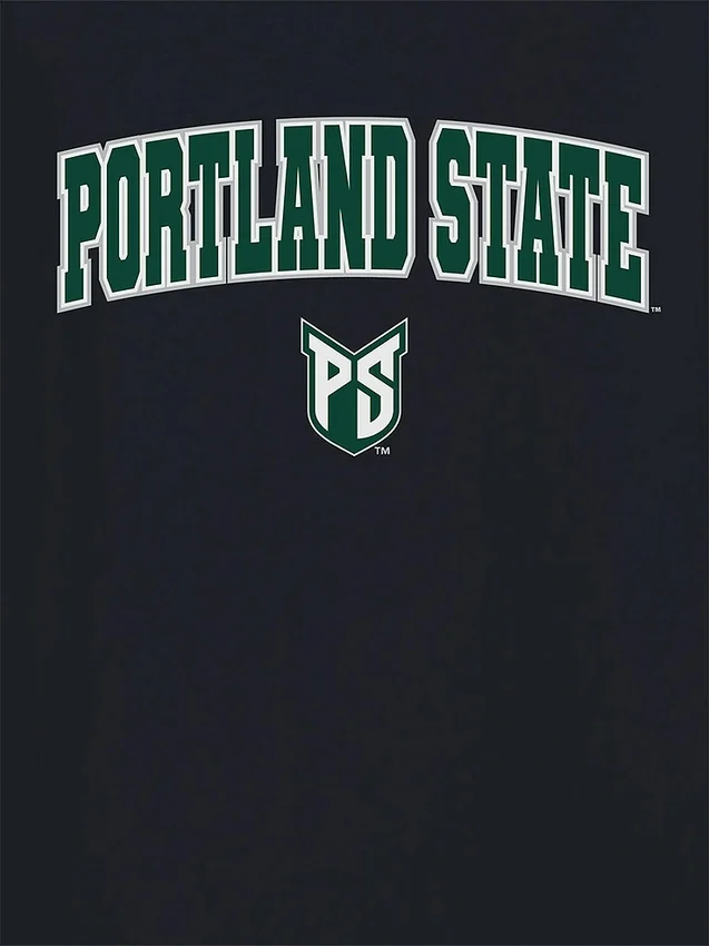 Portland State University Arch Logo, svart grafisk T-skjorte