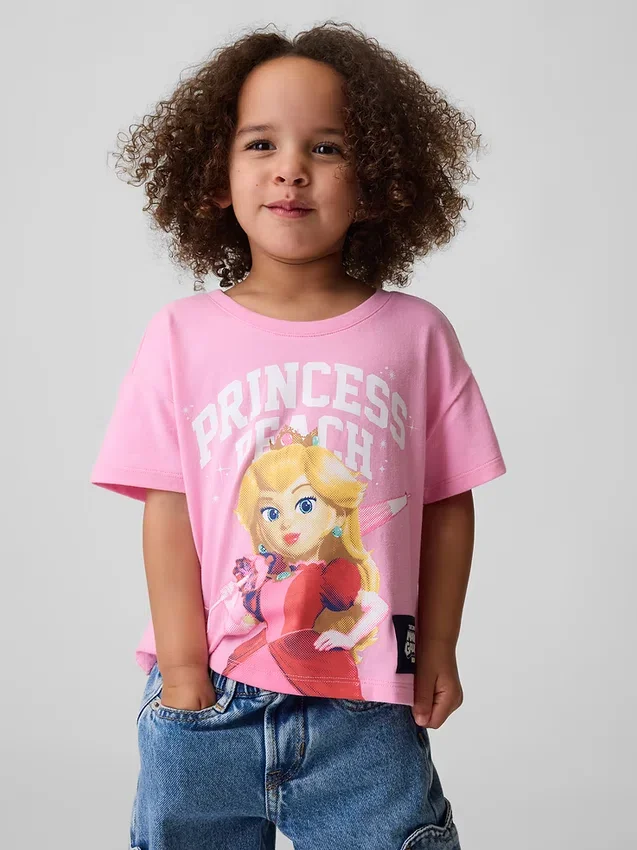 Prinsesse Peach-T-skjorte med grafisk trykk for småbarn