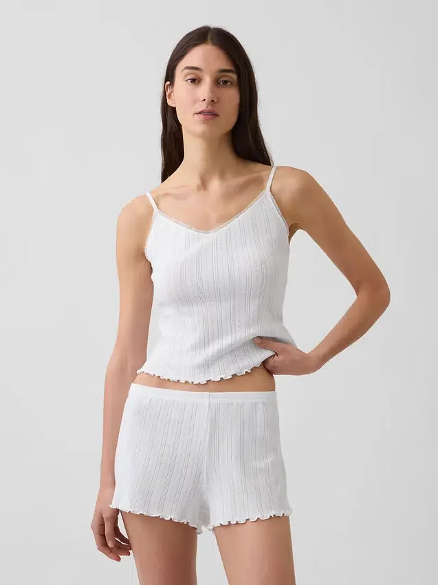 Pyjamas-cami med pointelle-kant