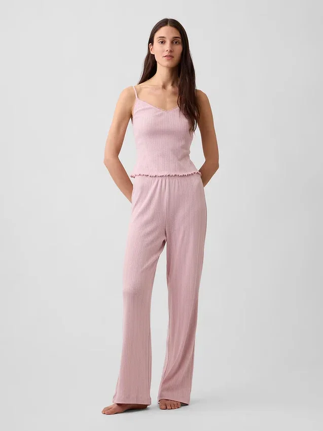 Pyjamas-cami med pointelle-kant