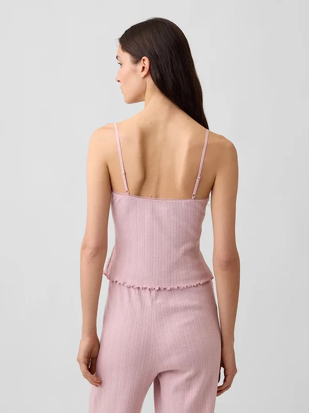 Pyjamas-cami med pointelle-kant