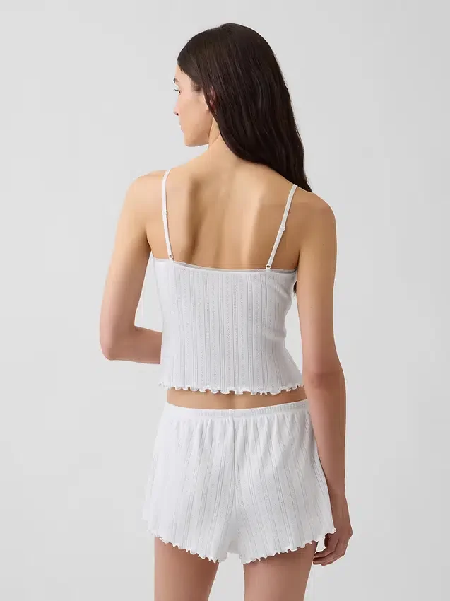 Pyjamas-cami med pointelle-kant