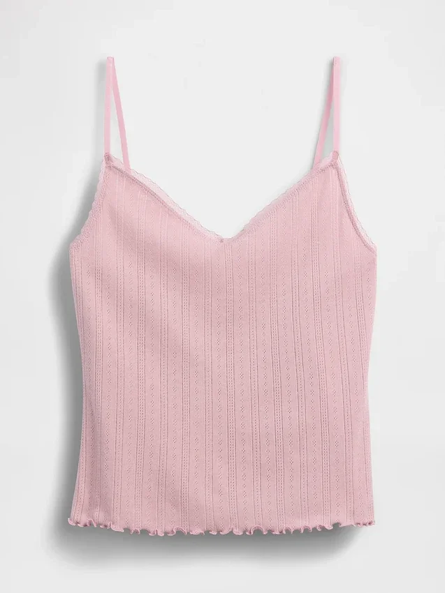 Pyjamas-cami med pointelle-kant