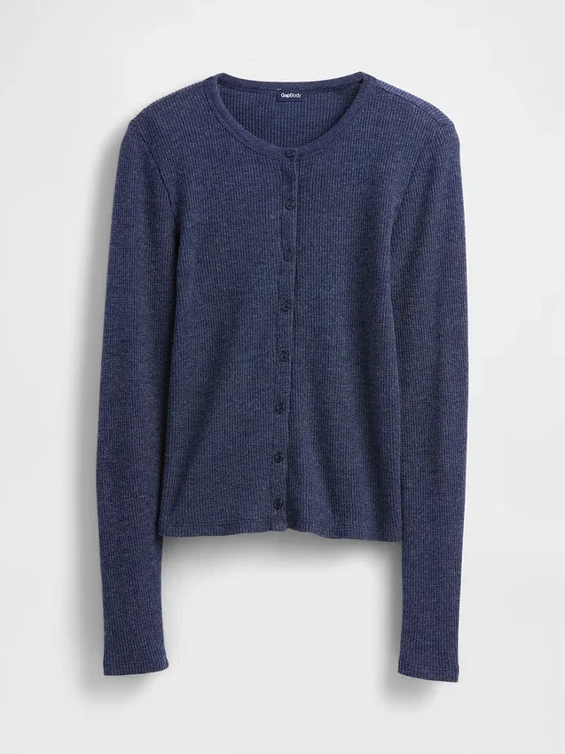 Pyjamas-cardigan i vaffelstrikk