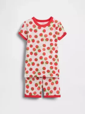 Pyjamas-sett for Baby og Småbarn i økologisk børstet bomull med tomatmønster