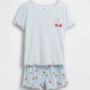 Pyjamas-sett for barn i resirkulert ribbestrikk Shorts
