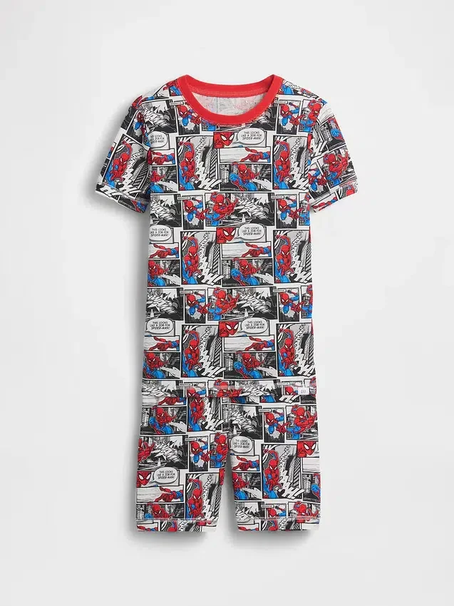 Pyjamas-sett for barn med Spider-Man-motiv i økologisk børstet bomull