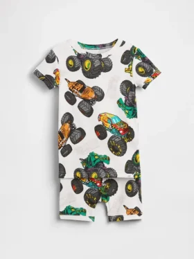 Pyjamas-sett for barn og babyer i økologisk børstet bomull med Hot Wheels-motiv