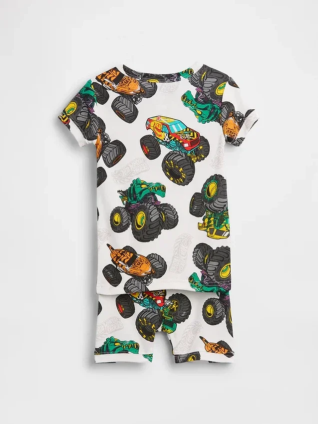 Pyjamas-sett for barn og babyer i økologisk børstet bomull med Hot Wheels-motiv