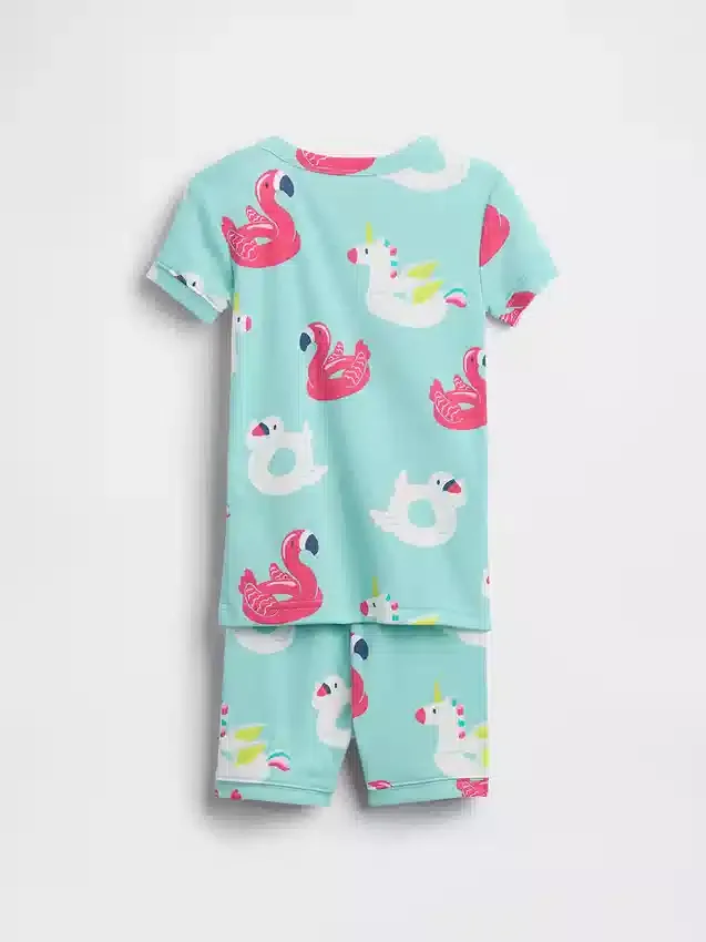 Pyjamas-sett med korte Shorts i økologisk børstet bomull for Baby og Småbarn