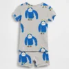 Pyjamas-sett med korte Shorts i økologisk børstet bomull med gorillamotiv for Baby og Småbarn