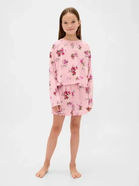 Pyjamas-sett med shorts for barn i resirkulert materiale
