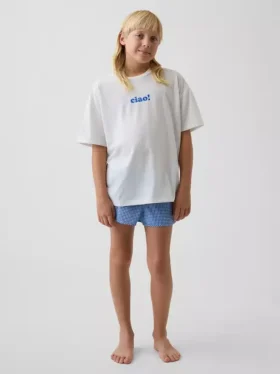 Pyjamas-sett med shorts for barn i resirkulert materiale