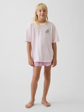 Pyjamas-sett med shorts for barn i resirkulert materiale