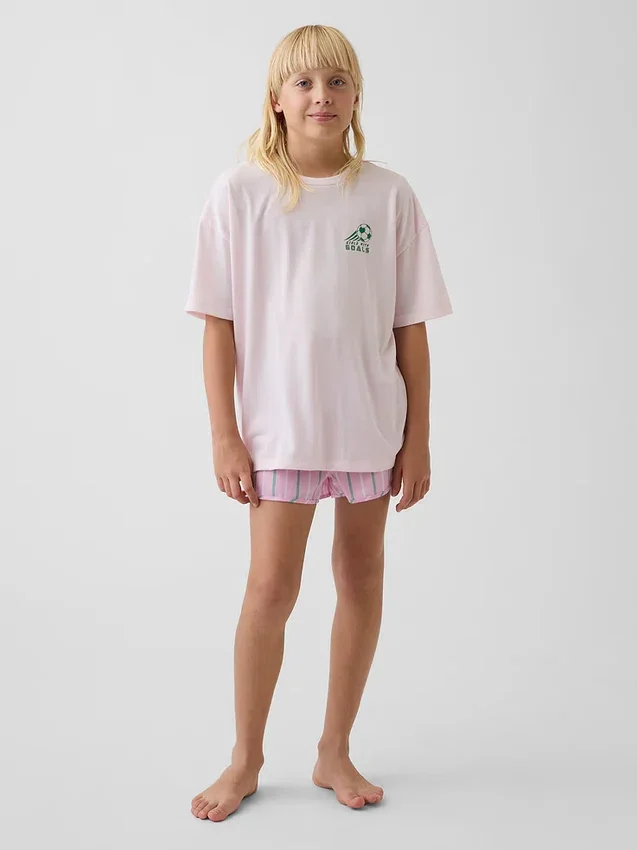 Pyjamas-sett med shorts for barn i resirkulert materiale