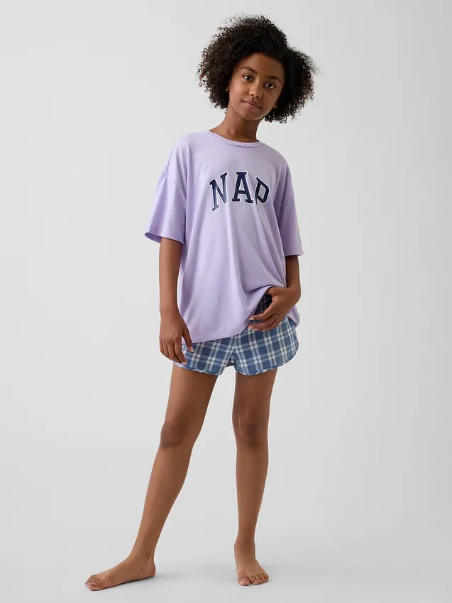 Pyjamas-sett med shorts for barn i resirkulert materiale