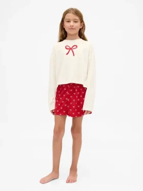 Pyjamas-sett med shorts for barn i resirkulert materiale