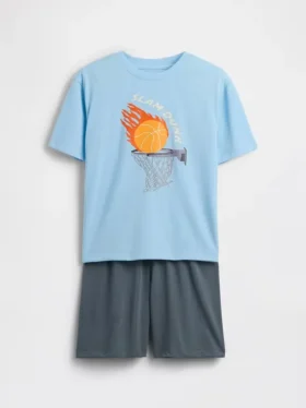 Pyjamas-sett med shorts for barn i resirkulert materiale