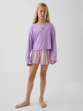 Pyjamas-sett med shorts for barn i resirkulert materiale