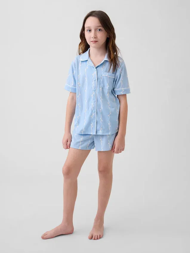 Pyjamas-sett med shorts for barn i resirkulert materiale