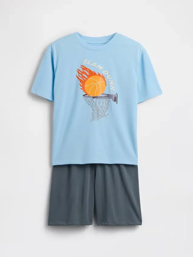 Pyjamas-sett med shorts for barn i resirkulert materiale