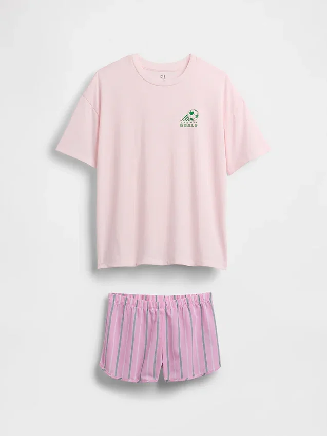 Pyjamas-sett med shorts for barn i resirkulert materiale