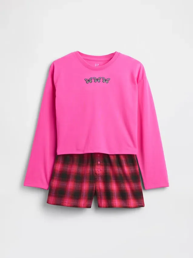 Pyjamas-sett med shorts for barn i resirkulert materiale