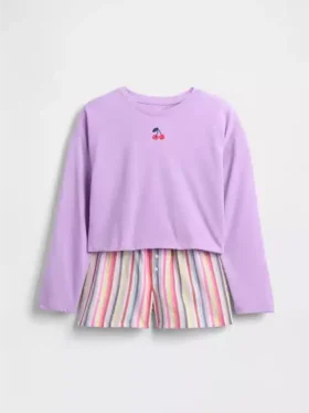 Pyjamas-sett med shorts for barn i resirkulert materiale