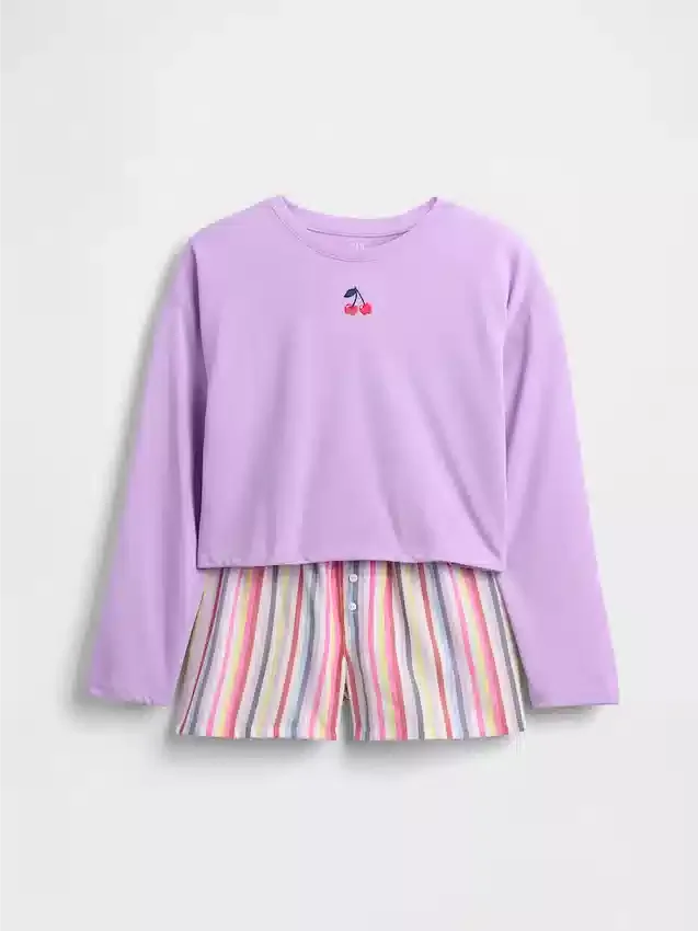 Pyjamas-sett med shorts for barn i resirkulert materiale