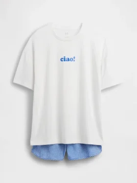 Pyjamas-sett med shorts for barn i resirkulert materiale