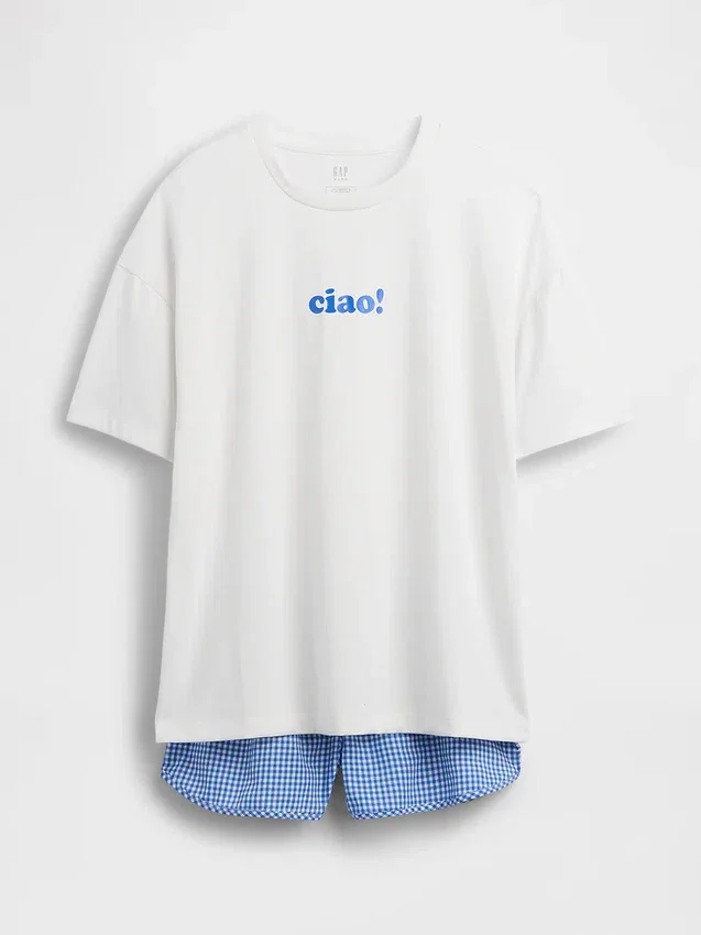 Pyjamas-sett med shorts for barn i resirkulert materiale