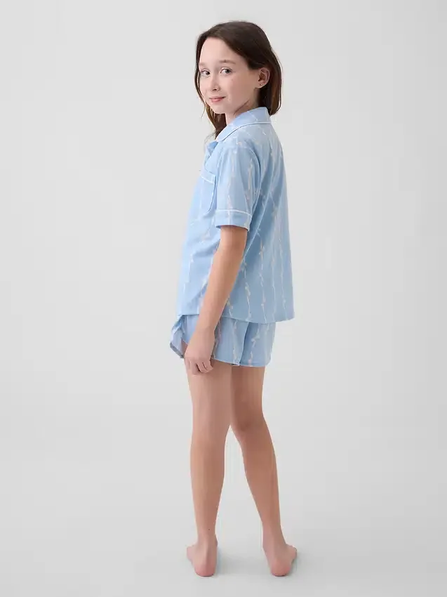 Pyjamas-sett med shorts for barn i resirkulert materiale
