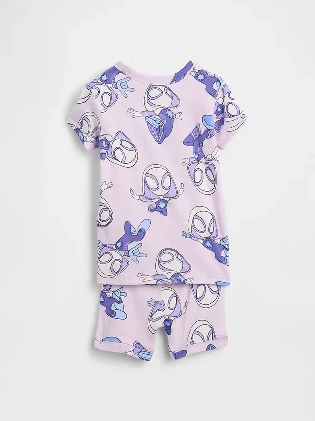 Pyjamas-sett med shorts i økologisk børstet bomull fra Marvel for Baby og Småbarn