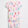 Pyjamas-sett med shorts i økologisk børstet bomull med iskrem-motiv for Baby og Småbarn
