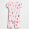 Pyjamas-sett med shorts i økologisk børstet bomull med iskrem-motiv for Baby og Småbarn