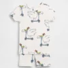 Pyjamas-sett med shorts i økologisk børstet bomull med Scooter Seagull-mønster for Baby og Småbarn