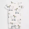 Pyjamas-sett med shorts i økologisk børstet bomull med Scooter Seagull-mønster for Baby og Småbarn