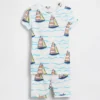 Pyjamas-sett med shorts i økologisk børstet bomull med seilbåtmotiv for Baby og Småbarn