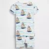 Pyjamas-sett med shorts i økologisk børstet bomull med seilbåtmotiv for Baby og Småbarn