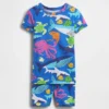 Pyjamas-sett med shorts i økologisk børstet bomull med sjødyr-motiv for Baby og Småbarn