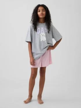 Pyjamas-shorts for barn i resirkulert pointelle