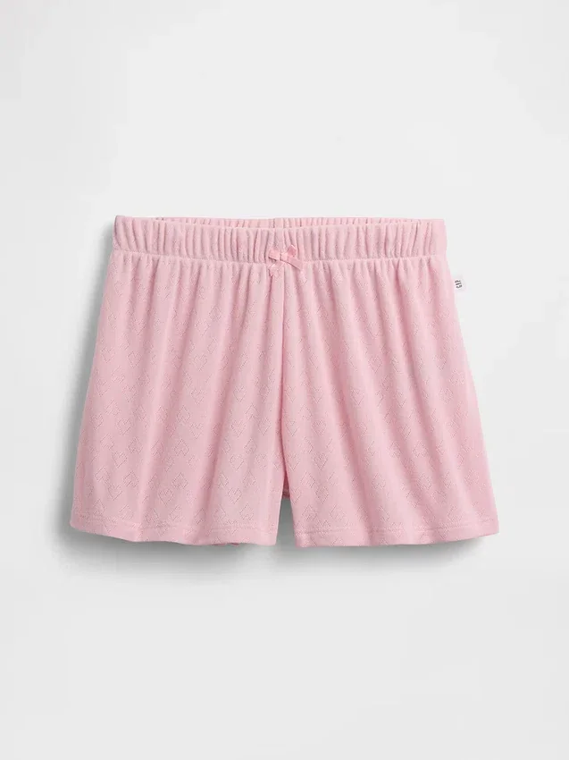 Pyjamas-shorts for barn i resirkulert pointelle