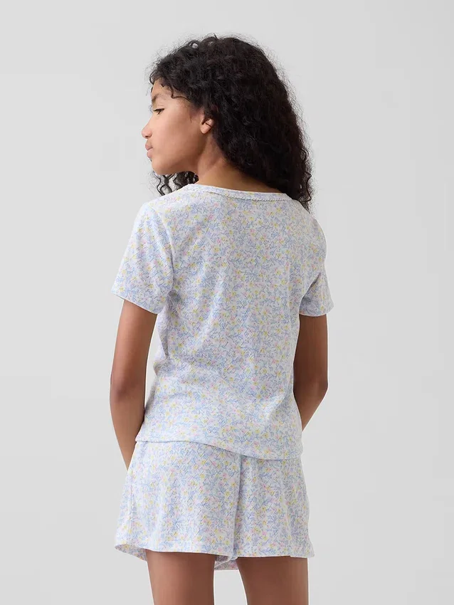 Pyjamas-shorts for barn i resirkulert pointelle